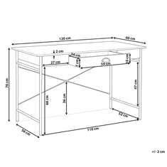 Beliani Písací stôl z tmavého dreva s čiernou 120 x 60 cm CASCO