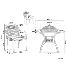 Beliani Záhradný stôl s grilom a 4 hnedými stoličkami MANFRIA