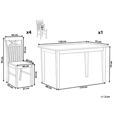 Beliani Biely drevený jedálenský set pre štyri osoby 120 x 75 cm HOUSTON