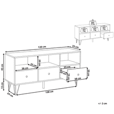 Beliani TV komoda s 3 zásuvkami tmavé drevo/biela FOSTON