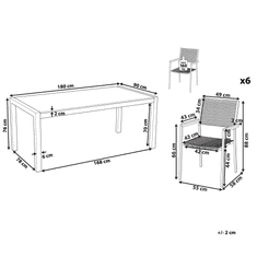 Beliani Záhradná súprava jedálenská súprava pre 6 biela sklenená doska stola ratanová stolička GROSSETO