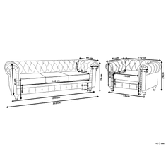 Beliani Čalúnená sedacia súprava s kreslom sivá CHESTERFIELD
