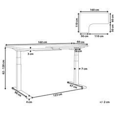 Beliani Rohový elektrický písací stôl ľavostranný 160 x 110 cm čierny DESTIN II