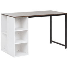 Beliani Písací stôl tmavé drevo s bielou 120 x 60 cm DESE