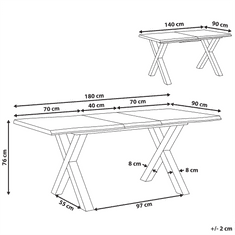 Beliani Rozkladací jedálenský stôl 140/180 x 90 cm tmavé drevo s čiernou BRONSON