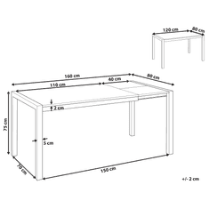 Beliani Rozťahovací jedálenský stôl 120/160 x 80 cm čierny GRANADA