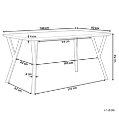 Beliani Jedálenský stôl 140 x 80 cm svetlé drevo s čiernym BRAVO