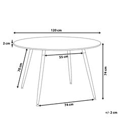 Beliani Jedálenský stôl z kaučuku 120 cm biely BOVIO