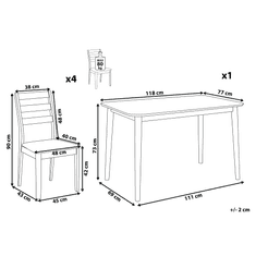 Beliani Súprava stôl 118 x 77 cm so štyrmi stoličkami MODESTO