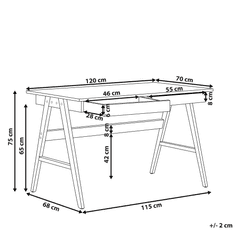 Beliani Písací stôl 120 x 70 cm s 2 zásuvkami z tmavého dreva SHESLAY