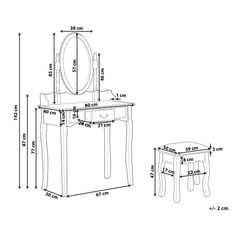 Beliani Toaletný stolík s oválnym zrkadlom a stoličkou biely SOLEIL