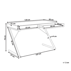 Beliani Písací stôl z dubového dreva 120 x 60 biely FONTANA