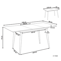 Beliani Rozťahovací jedálenský stôl 120/150 x 80 cm mramorový efekt/čierna EFTALIA