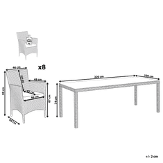 Beliani Biela ratanová záhradná súprava 220 cm stola a 8 stoličiek ITALY 220