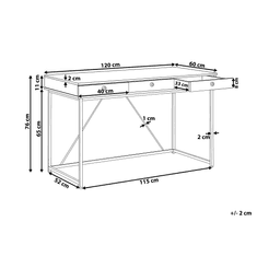 Beliani Stolík zo svetlého dreva s bielou zásuvkou 120 x 60 cm 3 HINTON