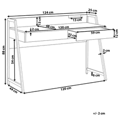 Beliani Stolík z tmavého dreva 120 x 50 cm 2 zásuvky HARWICH