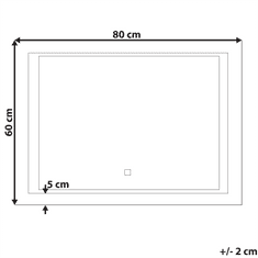 Beliani Obdĺžnikové zrkadlo LED 80 x 60 cm LED EYRE