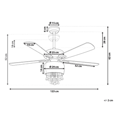 Beliani Stropný ventilátor so svetlom čierny TOCANTIS