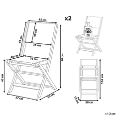Beliani Sada 2 skladacích záhradných stoličiek z akáciového dreva CESANA