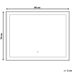 Beliani Nástenné zrkadlo s LED osvetlením 90 x 70 cm strieborné ARGENS