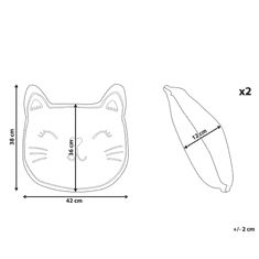 Beliani Sada 2 vankúšov v tvare mačky 42 x 38 cm biela CENNAJ