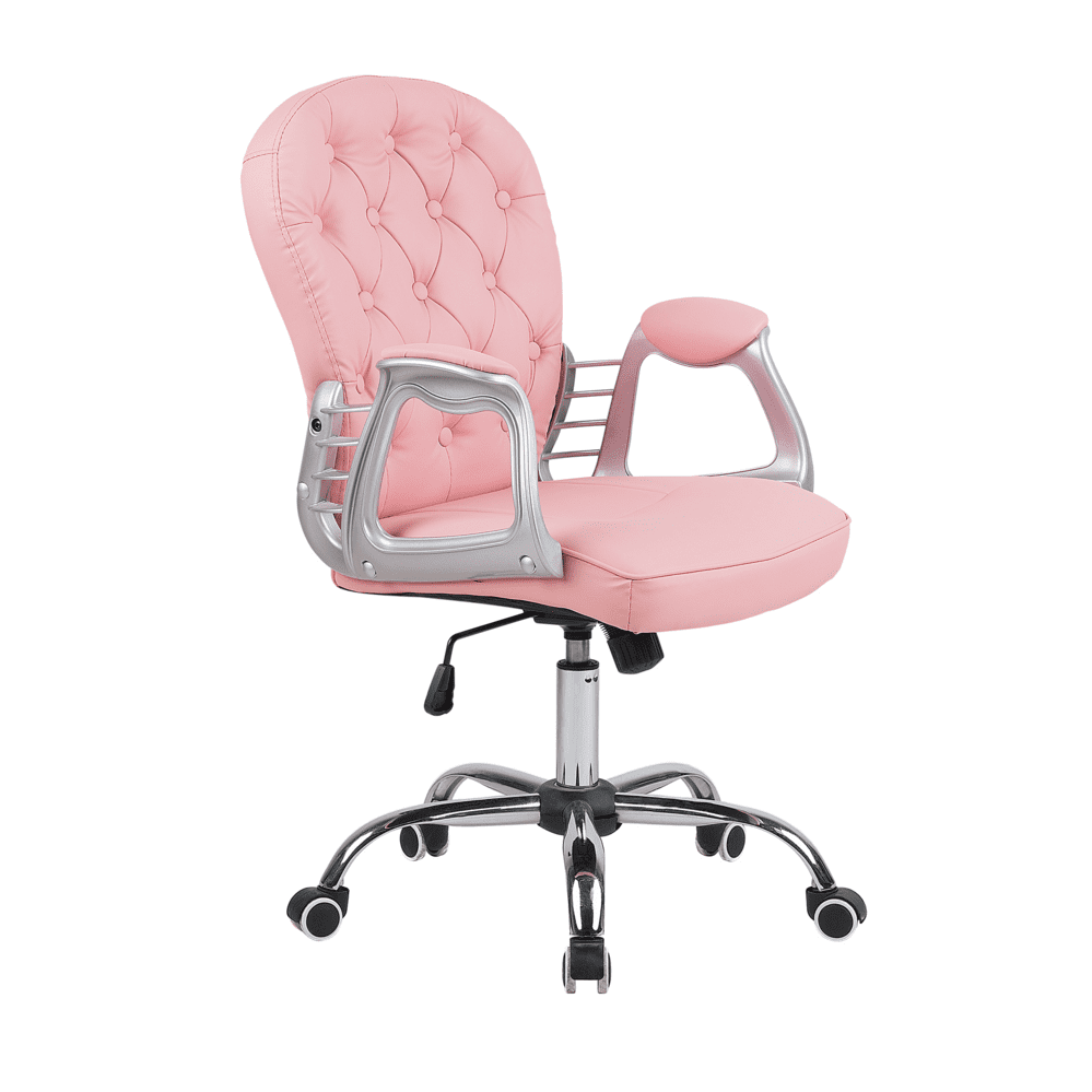Beliani Otočná kancelárska stolička z eko kože ružová PRINCESS