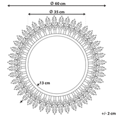 Beliani Nástenné zrkadlo ø60 cm zlaté VOREY