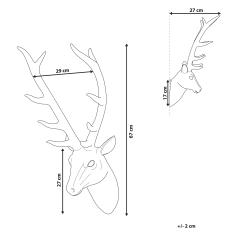 Beliani Nástenná figúrka biela 67 cm DEER HEAD