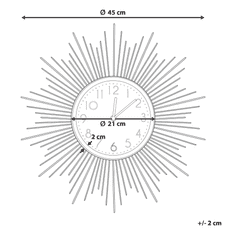 Beliani Nástenné hodiny ø 45 cm zlatosivé SOLURA