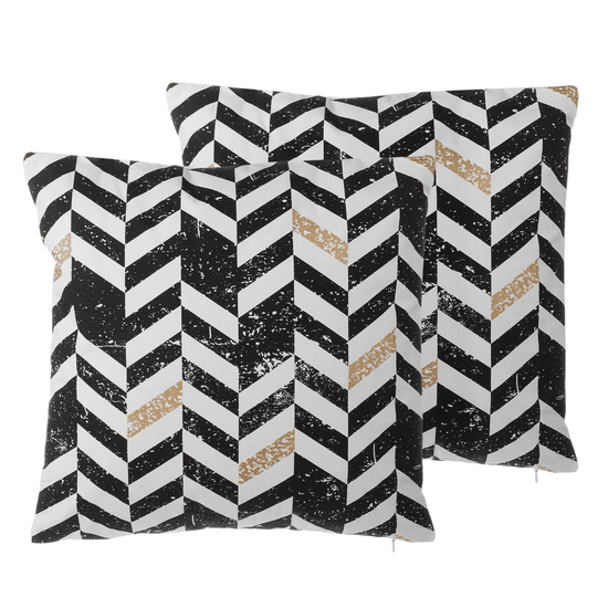 Beliani Set 2 vankúšov chevron vzor 45 x 45 cm čierna a biela HELCONIA