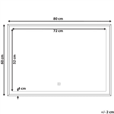 Beliani Obdĺžnikové zrkadlo LED 80 x 60 cm LED ARGENS