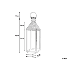 Beliani Oceľový strieborný lampáš 40 cm BALI