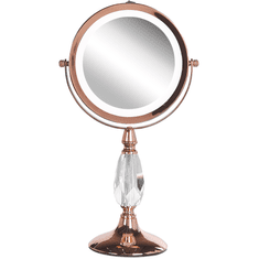 Beliani LED Makeup zrkadlo ø 18 cm ružovo zlaté MAURY