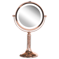 Beliani LED Makeup zrkadlo ø 18 cm BAIXAS ružovo zlaté