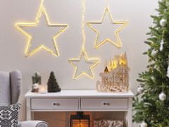 Beliani Sada 3 závesných vianočných hviezd s LED osvetlením strieborná KUNNARI