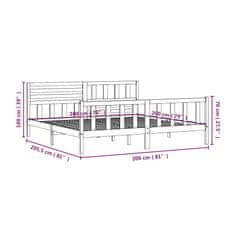 Vidaxl Posteľný rám sivý masívne drevo 200x200 cm