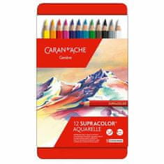 Caran´d Ache Súprava akvarelových pasteliek "Supracolor", 12 rôznych farieb, šesťhranné, 3888.312
