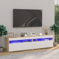 Vidaxl TV skrinky 2 ks s LED svetlami biela a dub sonoma 75x35x40 cm