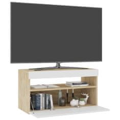 Vidaxl TV skrinka s LED svetlami biela a dub sonoma 75x35x40 cm