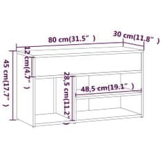 Vidaxl Lavica na topánky sivá sonoma 80x30x45 cm spracované drevo