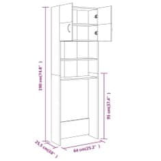 Vidaxl Skrinka na práčku, sivý dub sonoma 64x25,5x190 cm