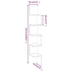 Vidaxl Nástenná rohová polica sivá sonoma 20x20x127,5 spracované drevo
