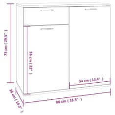 Vidaxl Komoda hnedý dub 80x36x75 cm spracované drevo