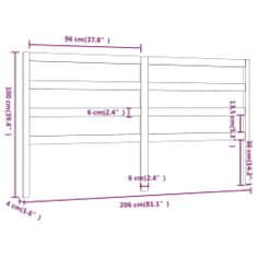 Vidaxl Čelo postele biele 206x4x100 cm masívna borovica