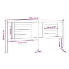 Vidaxl Čelo postele biele 206x4x100 cm masívna borovica