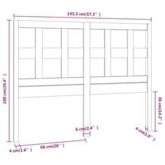 Vidaxl Čelo postele čierne 145,5x4x100 cm masívna borovica