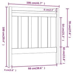 Vidaxl Čelo postele čierne 106x4x100 cm masívna borovica