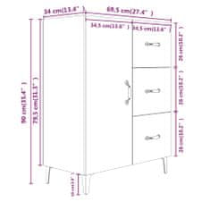 Vidaxl Komoda dub sonoma 69,5x34x90 cm spracované drevo