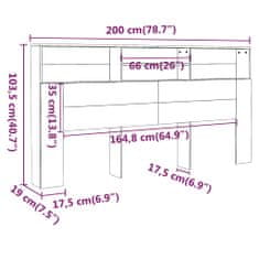 Vidaxl Čelo postele so skrinkou biele a dub sonoma 200x19x103,5 cm