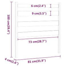 Vidaxl Čelo postele, sivé, 81x4x100 cm, masívne borovicové drevo